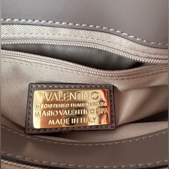 Valentino V Leather Satchel Handbag Purse Beige/Taupe Gaelle by Mario Valentino - Picture 11 of 11